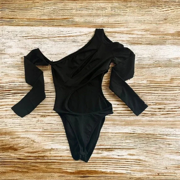 Shein Black Long Sleeve Bodysuit with Side Cutout - Size XS - Picture 7 of 7